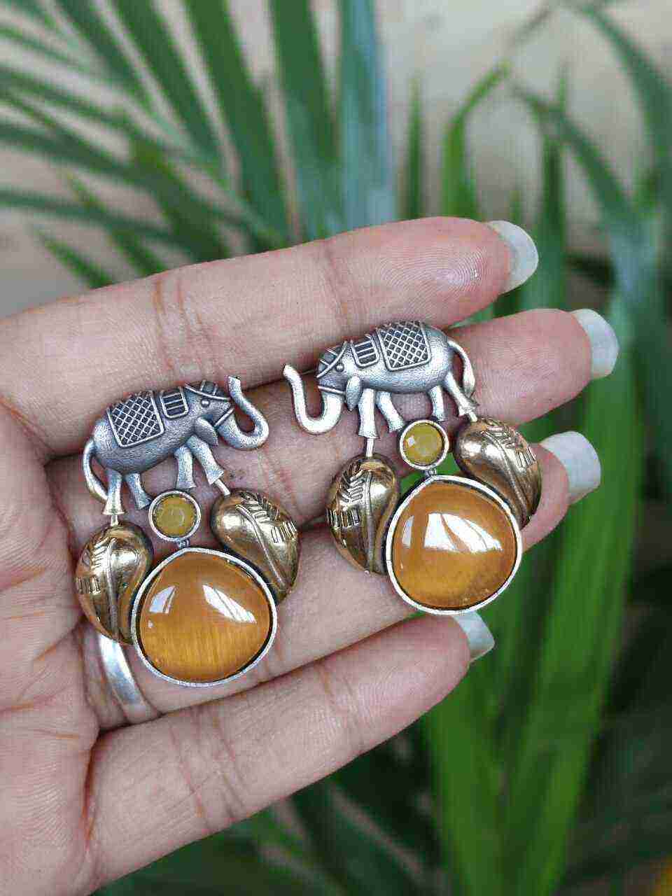 Beautiful Two-Tone Elephant Studs Earring for Daily wear Jewelry 3 Traditional oxidized elephant studs earring stylish animal motif jewelry for women