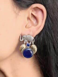 Traditional oxidized elephant studs earring stylish animal motif jewelry for women