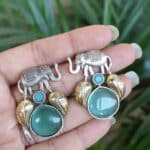 Bulk 26 Beautiful Two-Tone Elephant Studs Earring for Daily wear Jewelry - "MInt"