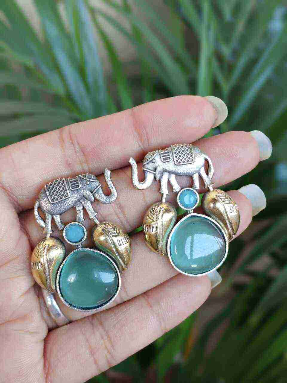 Beautiful Two-Tone Elephant Studs Earring for Daily wear Jewelry 2 Traditional oxidized elephant studs earring stylish animal motif jewelry for women