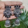Elegant oxidized jhumka earring traditional silver look ethnic jewelry for women