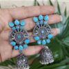 Elegant oxidized jhumka earring traditional silver look ethnic jewelry for women