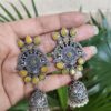 Elegant oxidized jhumka earring traditional silver look ethnic jewelry for women