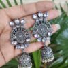 Elegant oxidized jhumka earring traditional silver look ethnic jewelry for women