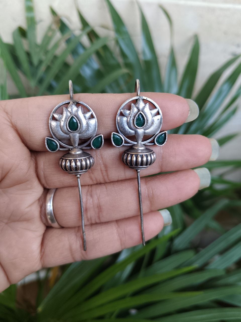 Silver Lotus Earcuff with Graceful Traditional Inspired Statement Jewelry 4 Lotus earcuff oxidized silver look floral ear jewelry for women