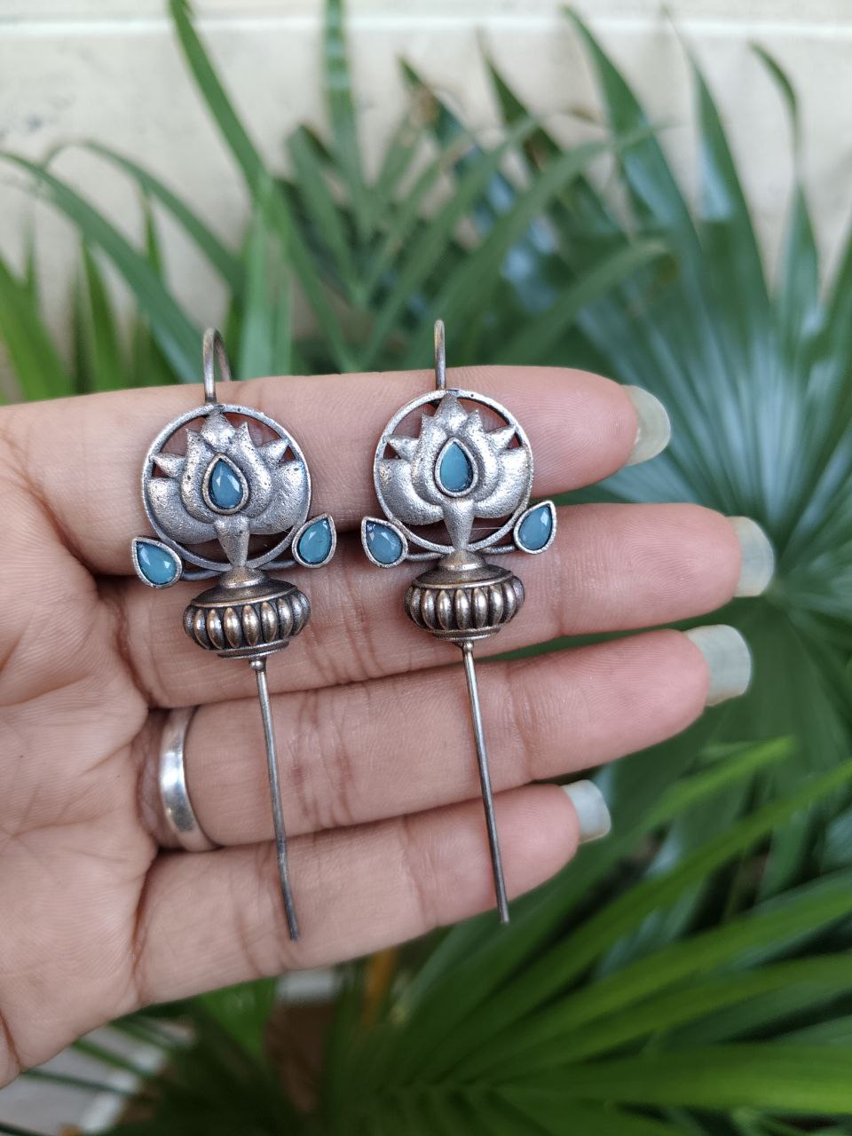 Silver Lotus Earcuff with Graceful Traditional Inspired Statement Jewelry 2 Lotus earcuff oxidized silver look floral ear jewelry for women