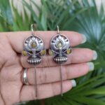 Bulk 186 Silver Lotus Earcuff with Graceful Traditional Inspired Statement Jewelry - "Yellow"