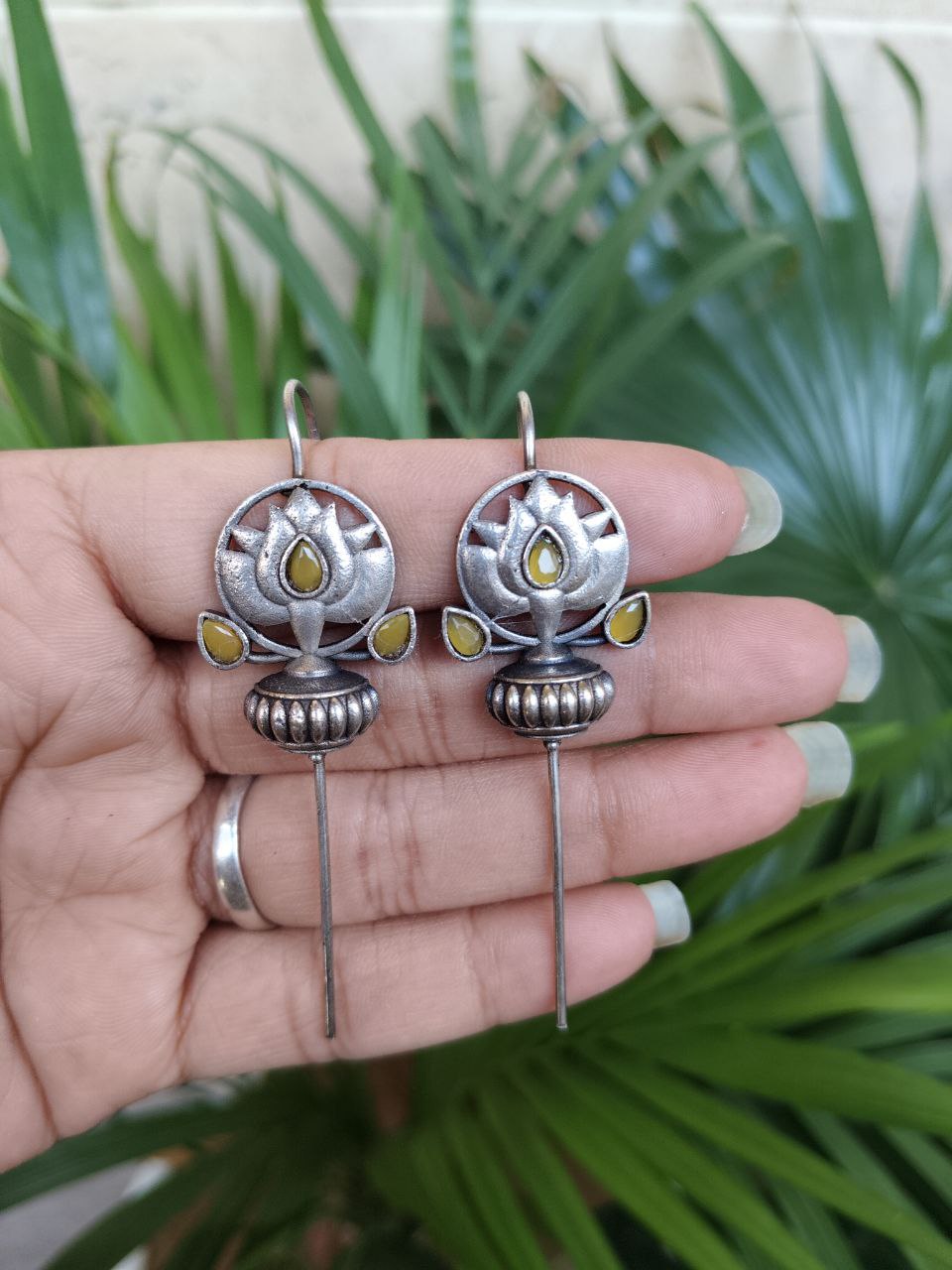 Silver Lotus Earcuff with Graceful Traditional Inspired Statement Jewelry 7 Lotus earcuff oxidized silver look floral ear jewelry for women