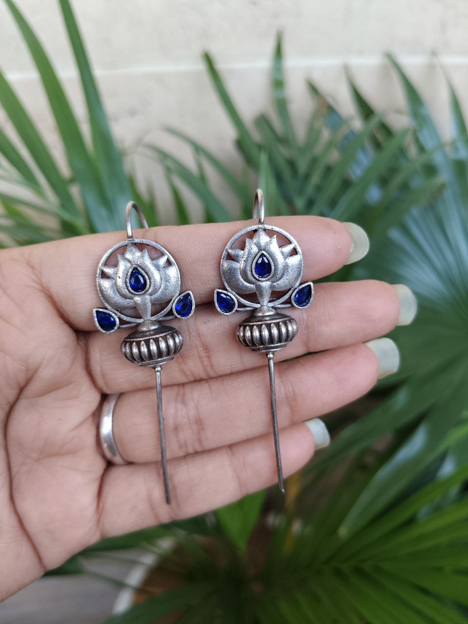 Silver Lotus Earcuff with Graceful Traditional Inspired Statement Jewelry 6 Lotus earcuff oxidized silver look floral ear jewelry for women