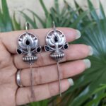 Silver Lotus Earcuff with Graceful Traditional Inspired Statement Jewelry - "Black"