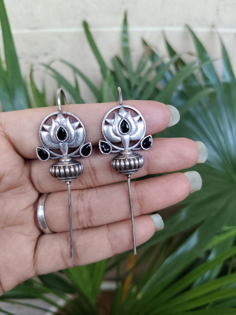 Silver Lotus Earcuff with Graceful Traditional Inspired Statement Jewelry 8 Lotus earcuff oxidized silver look floral ear jewelry for women