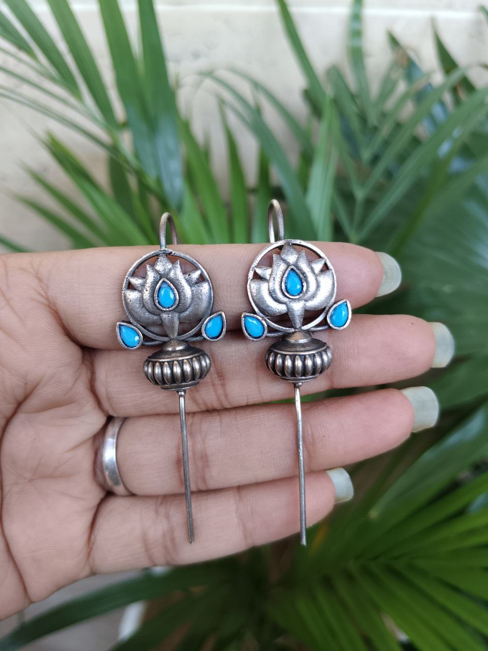 Silver Lotus Earcuff with Graceful Traditional Inspired Statement Jewelry 3 Lotus earcuff oxidized silver look floral ear jewelry for women