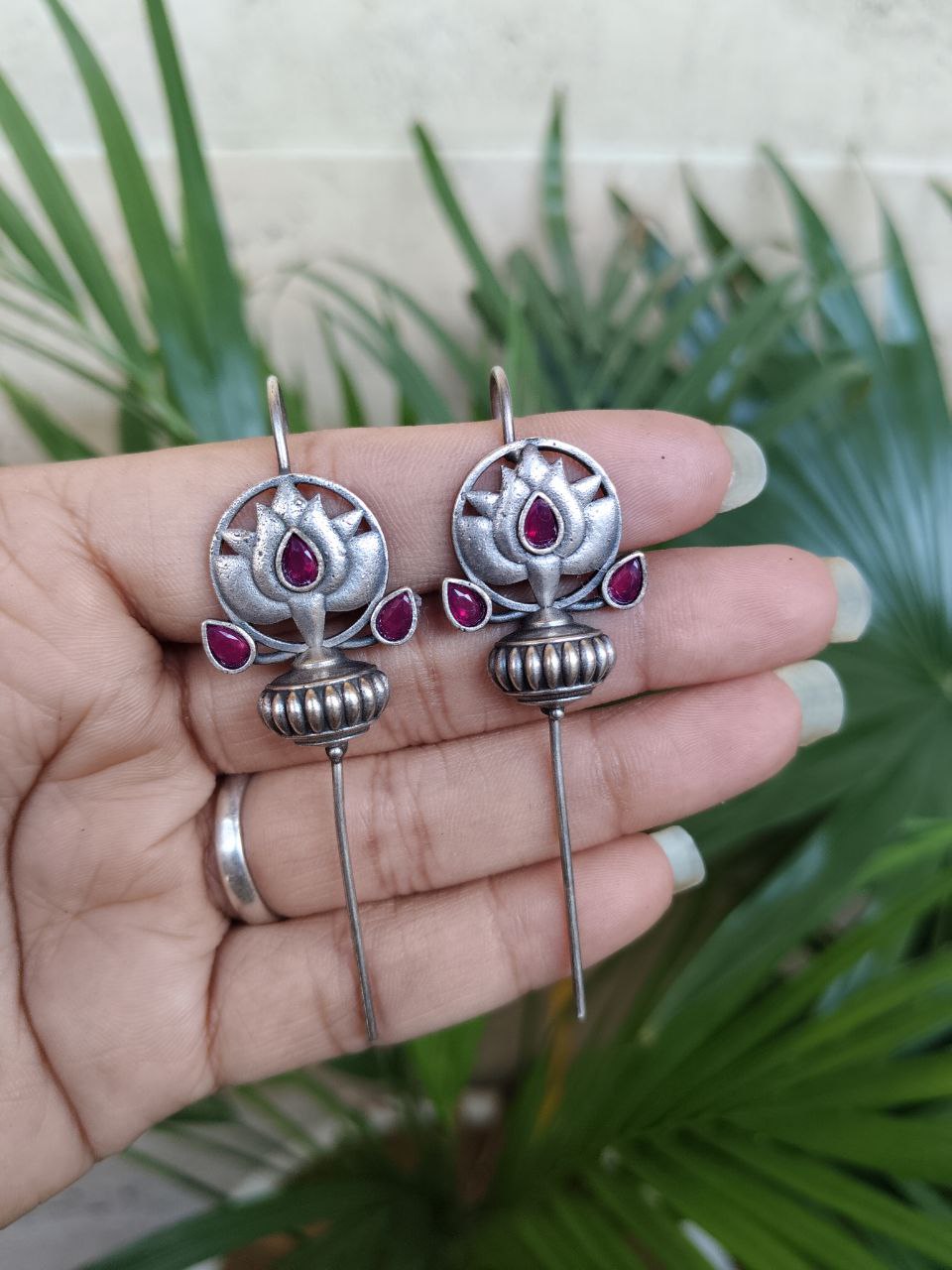 Silver Lotus Earcuff with Graceful Traditional Inspired Statement Jewelry 5 Lotus earcuff oxidized silver look floral ear jewelry for women