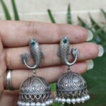 Bulk 164 Fish Jhumka Earring with Traditional Attractive Artistic Oxidized Design - "Green"