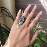 Bulk 140 Oxidized Peacock Ring with Beautiful Vintage Silver Look - "Aqua"
