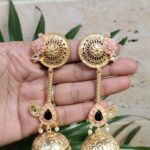 Bulk 146 Gold Plated Jhumka Earring with Traditional Awesome Ethnic Design - Babypink Black