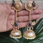 Bulk 154 Gold Plated Jhumka Earring with Traditional Awesome Ethnic Design - "Black"