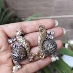 Bulk 100 Ethnic Two Tone Peacock Earring with Amazing Traditional Design Jewelry - "White"