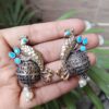 Two Tone Peacock Earring traditional brass earrings with dual tone peacock design