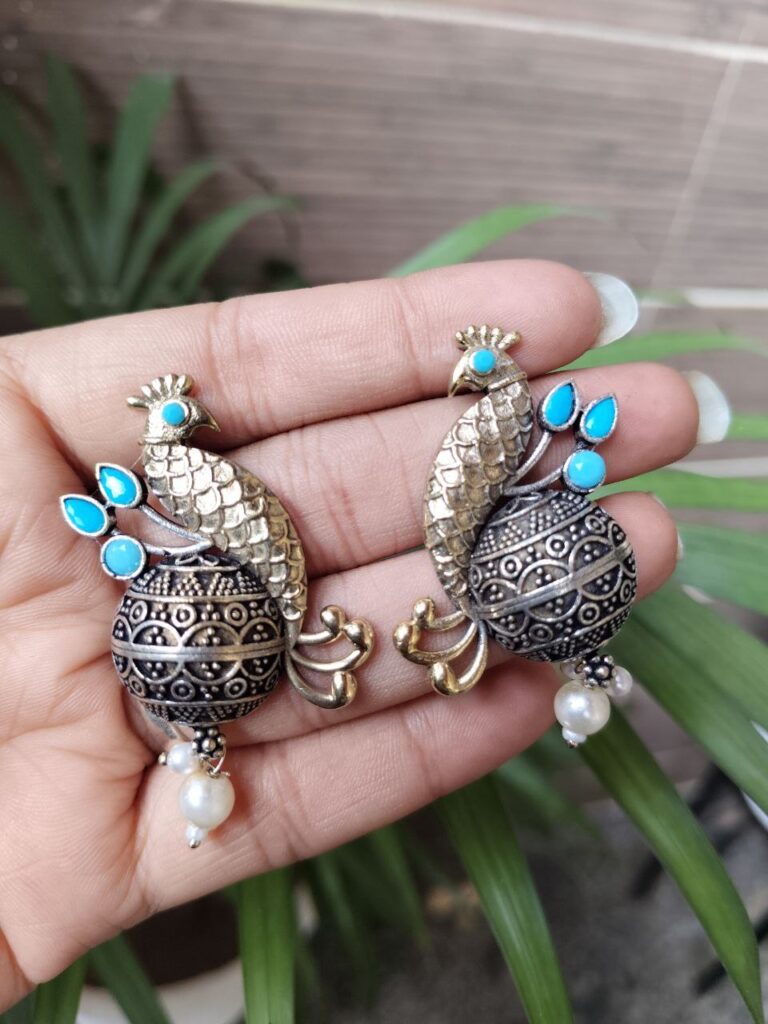 Ethnic Two Tone Peacock Earring with Amazing Traditional Design Jewelry