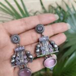 Bulk 68 Graceful Silver Elephant Earring with Artistic Daily Wear Women Jewelry - ''BabyPink''