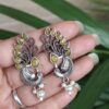 Elegant oxidized peacock earring traditional brass jewelry for women