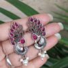 Elegant oxidized peacock earring traditional brass jewelry for women