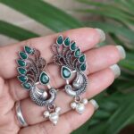 Oxidized Peacock Earring Design for Pearl Work Women Beautiful Jewelry