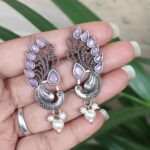 Bulk 62 Oxidized Peacock Earring Design for Pearl Work Women Beautiful Jewelry - ''BabyPink''