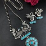 Bulk 46 Premium Attractive Peacock Necklace Set for Royal Traditional Party Wear Style - "Aqua"