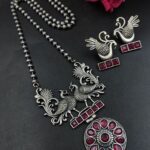 Bulk 48 Premium Attractive Peacock Necklace Set for Royal Traditional Party Wear Style - "Red"