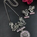 Bulk 36 Premium Attractive Peacock Necklace Set for Royal Traditional Party Wear Style - ''BabyPink''