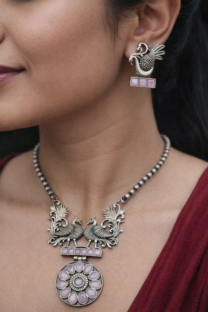 Premium  Attractive Peacock Necklace Set for Royal Traditional Party Wear Style