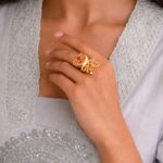 Gold Plated Moksh Ring Stunning Elegant Design for Graceful Traditional Look