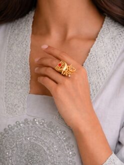 Gold Plated Moksh Ring stylish brass jewelry design