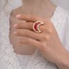 Meenakari Moon Ring stylish brass jewelry design
