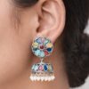 Stone Jhumka Earring stylish brass jewelry design