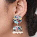 Stone Jhumka Earring Elegant Dazzling Traditional Design for Women
