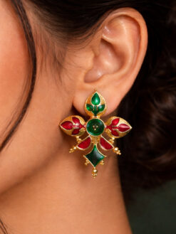 Gold-Plated Enamel Earring stylish brass jewelry design