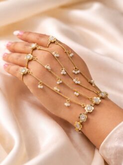 Goldplated Flower Hathphool stylish brass jewelry design