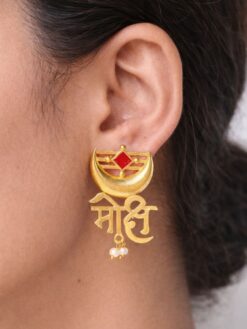 Gold Plated Moksh Earrings stylish brass jewelry design