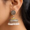 Silver Lotus Jhumka stylish brass jewelry design