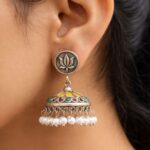 Silver Lotus Jhumka Elegant Dazzling Traditional Earrings for Graceful Women