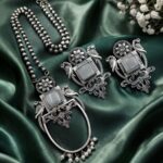 Peacock Necklace Set Traditional Design for Attractive Party Wear Look - "Grey"