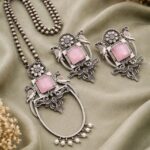 Peacock Necklace Set Traditional Design for Attractive Party Wear Look - ''BabyPink''