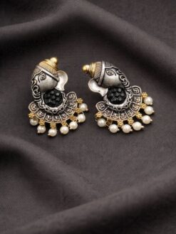 Two Tone Ganesh Studs stylish brass jewelry design