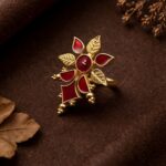 Meenakari Floral Ring Gorgeous Handcrafted Design for Traditional Look - "Red"