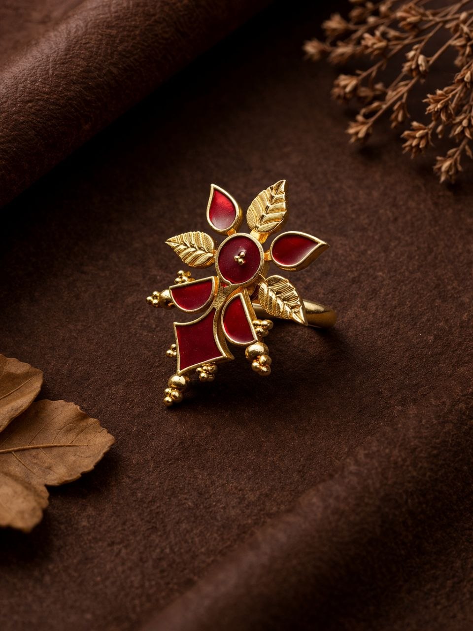 Meenakari Floral Ring Gorgeous Handcrafted Design for Traditional Look 7 _Meenakari Floral Ring stylish brass jewelry design
