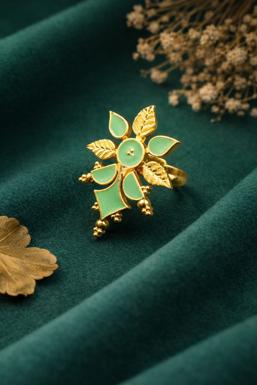 Meenakari Floral Ring Gorgeous Handcrafted Design for Traditional Look 6 _Meenakari Floral Ring stylish brass jewelry design