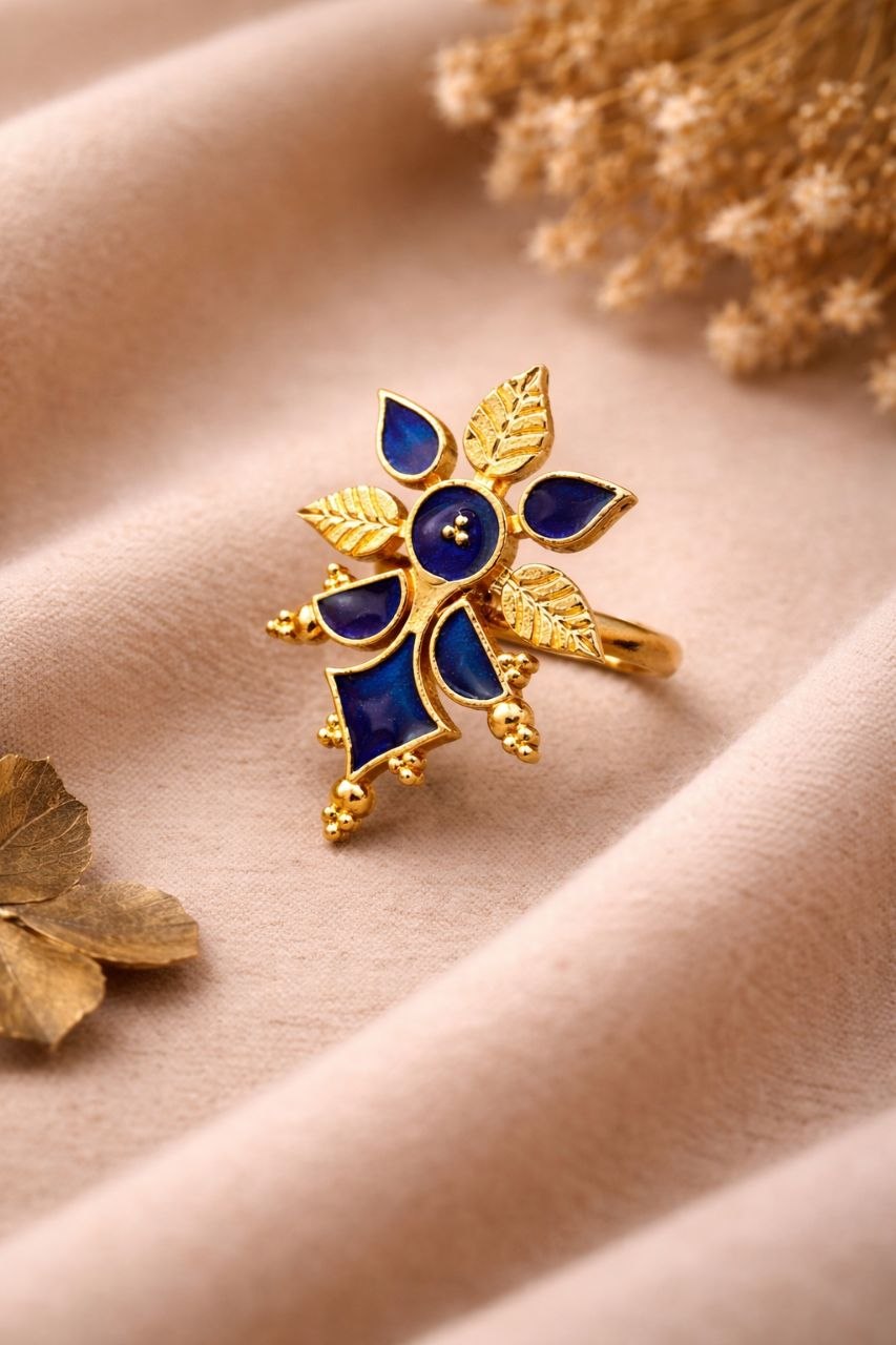 Meenakari Floral Ring Gorgeous Handcrafted Design for Traditional Look 5 _Meenakari Floral Ring stylish brass jewelry design